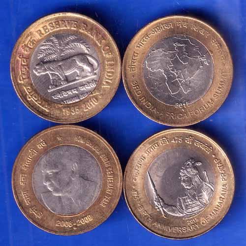 SET OF 4 : REPUBLIC INDIA TEN RUPPE FOUR DIFFRENT COINS ANH2124