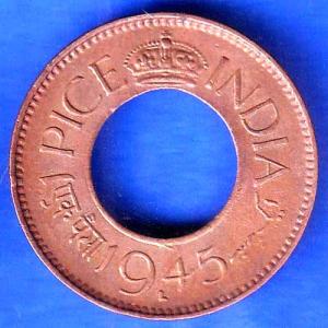 British India 1945 LAHORE Mint George VI King 1 Pice Copper Coin ANH2622
