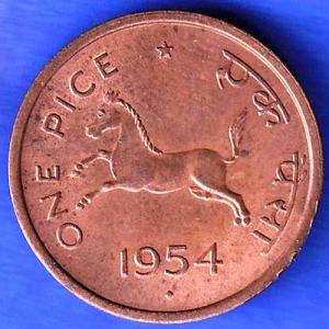 Governnment Of India 1954 bombay mint One Pice Coin ANH3323