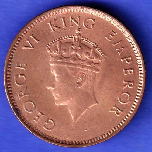BRITISH INDIA 1939 GORGE VI KING ONE QUARTER ANNA COPPER COIN HSK731