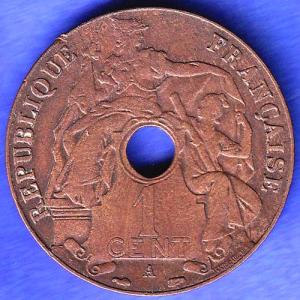 REPULIQUE FRANCAISE 1926 INDO CHINE FRANCAISE 1 CENT RARE COIN SK586