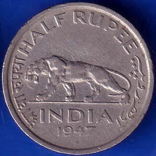 British India 1947 George Vi King Half Rupee Coin ANH825