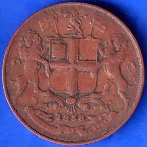 East India Company 1858 One Quarter Anna Coin ANH179