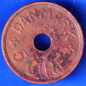 5 Øre – Christian X konge af danmark 1934 ANH2227