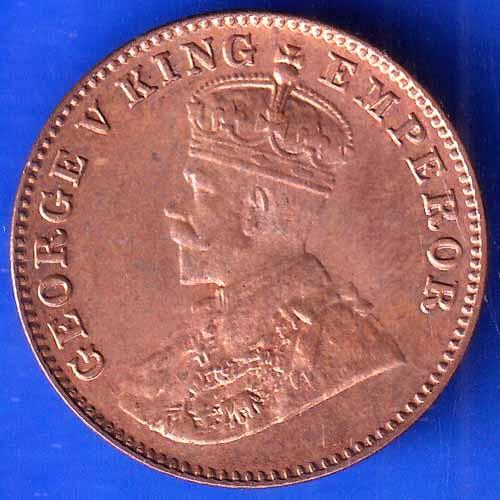 British India 1927 BOMBAY MINT George V One Quarter Anna Coin ANH2623