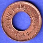 British India 1944 Lahor mint One Pice copper coin SK497
