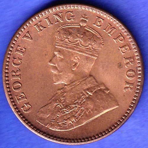 BRITISH INDIA 1929 GEORGE V KING EMPEROR ONE QUARTER ANNA SK588