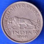 british india 1946 Bombay Mint george vi Quarter Rupee coin ANH2279