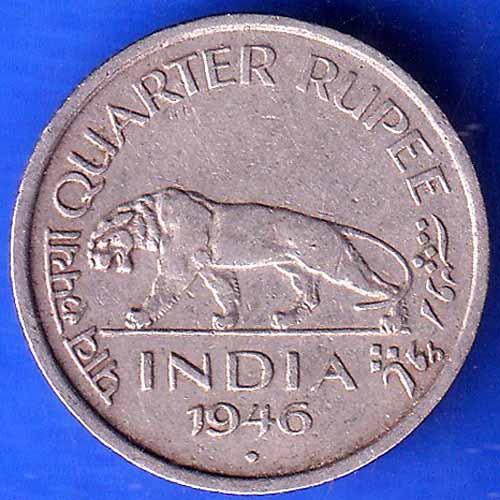 british india 1946 Bombay Mint george vi Quarter Rupee coin ANH2279