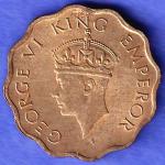 British India 1943 George Vi King One Anna Coin SK745