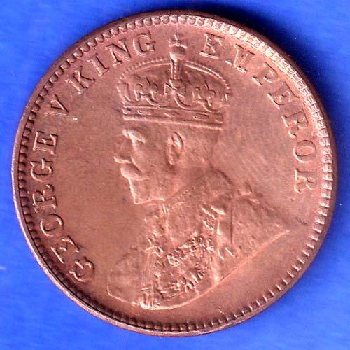 BRITISH INDIA 1929 GEORGE V KING EMPEROR ONE QUARTER ANNA SK939