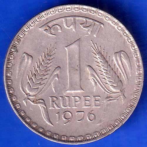 Republic India MULE 1976 One Rupee KOLKATA mint Coin ANH1979