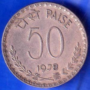 Republic India 1978 Calcutta Mint 50 PAISE Coin ANH2230