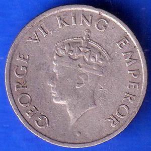 british india 1946 Bombay Mint george vi Quarter Rupee coin ANH2279
