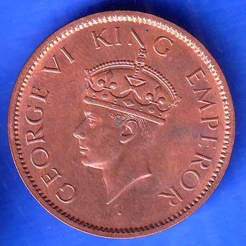 British India 1942 George VI King Emperor One Quarter Anna Copper Coin ANH2979