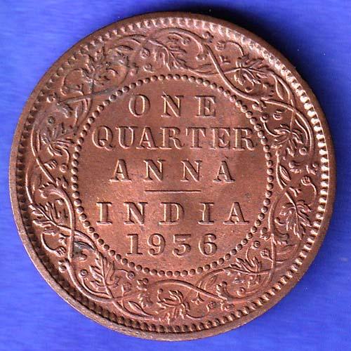BRITISH INDIA 1936 GORGE V KING ONE QUARTER ANNA COPPER COIN HSK734