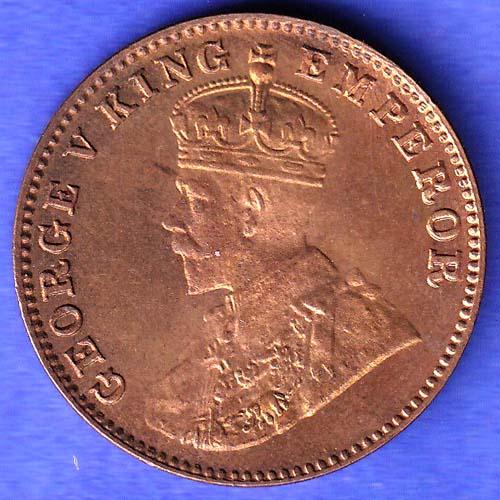 British India 1927 BOMBAY MINT George V One Quarter Anna Coin SK146