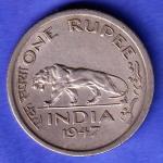 George VI King Emperor 1947 Bombay Mint One Rupee Coin SK647