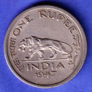 George VI King Emperor 1947 Bombay Mint One Rupee Coin SK647