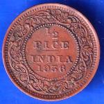 British India 1936 George V King Emperor Half Pice Coin ANH1833