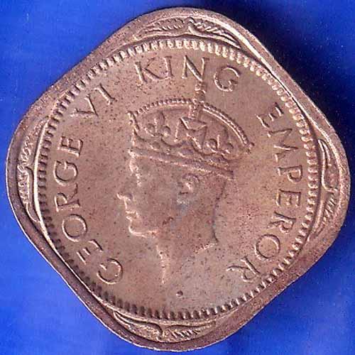 British India 1946 George VI King 1/2 Anna BOMBAY MINT Coin ANH2078