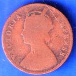 BRITISH INDIA 1887 1 ANNA DHARSTATE VICTORIA EMPRESS COPPER COIN ANH2477