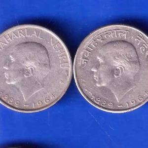 SET OF 2 : REPUBLIC INDIA 50 PAISA 1889-1964 BOMBAY MINT COINS ANH2577