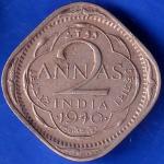 British India 1940 George VI King 2 Anna Coin ANH234