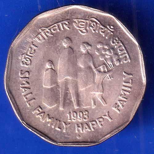 Republic India 1993 BOMBAY MINT Bio Diversity World Food Day 2 Rupee Coin ANH2980