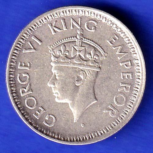 British India 1943 LAHORE MINT George Vi 1/4 Rupee Rare Silver coin HSK487