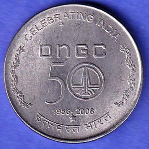 republic india 1956 2006 ONGC 50 celebrating india 5 rupee coin HSK830