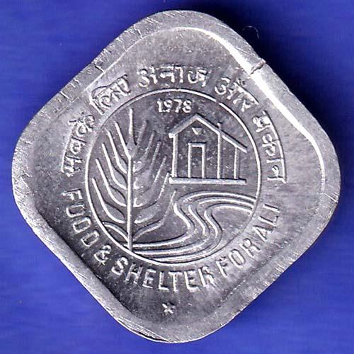 Republic India 1978 HYDERABAD Mint Food And Shelter For All 5 Paisa Coin SK232