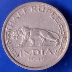 British India 1946 George vi king half rupee coin ANH2231