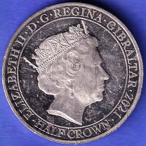 ELIZABETH II DEI-GRA REGINA. GIBRALTAR 2021 half crown fight through to final victory SK89