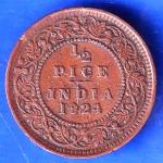 British India 1924 George V King Emperor Half Pice Coin ANH2479