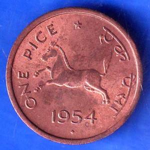 Governnment Of India 1954 bombaymint One Pice Coin ANH2831
