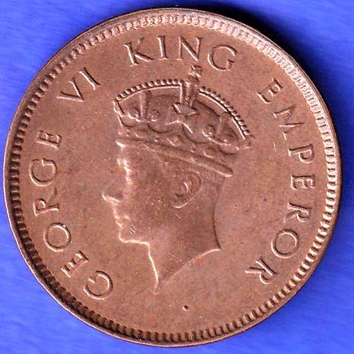 BRITISH INDIA 1939 GORGE VI KING ONE QUARTER ANNA COPPER COIN HSK738