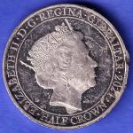 ELIZABETH II DEI-GRA REGINA. GIBRALTAR 2021 half crown fight through to final victory SK92
