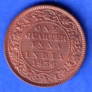 British india 1936 BOMBAY MINT George v one quarter anna copper coin SK943