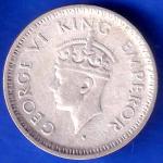 British India 1943 Lahore Mint George Vi King Quarter Rupee Coin ANH2034
