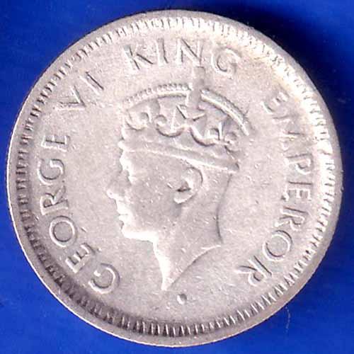British India 1943 Lahore Mint George Vi King Quarter Rupee Coin ANH2034