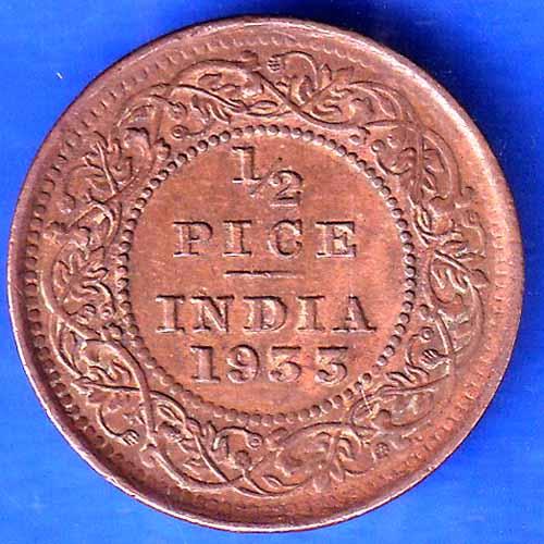 British India 1933 George V King Emperor Half Pice Coin ANH2578