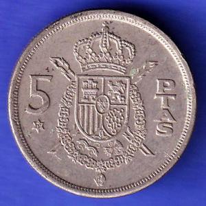 WORLD COIN Spain 5 Pesetas Coin - Juan Carlos I HSK931