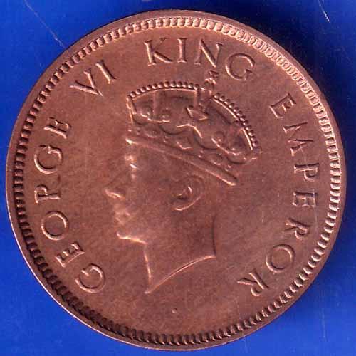 BRITISH INDIA 1939 GORGE VI KING ONE QUARTER ANNA COPPER COIN ANH1982