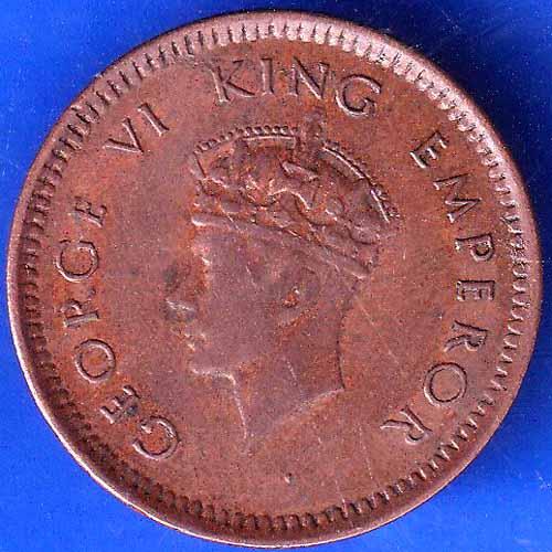 British India 1939 George VI King Emperor Half Pice Coin ANH2080