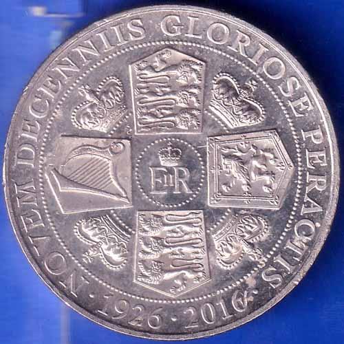 ELIZABETH II DEI-GRA REGINA. GIBRALTAR ONE CROWN NOVEM DECENNIIS GLORIOSE PERACTIS 1926-2016  ANH2678