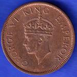 British India 1942 George VI King Emperor One Quarter Anna Copper Coin HSK336