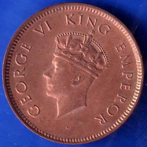 BRITISH INDIA 1939 GORGE VI KING ONE QUARTER ANNA COPPER COIN ANH1481
