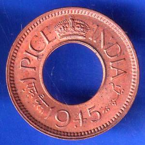 British India 1945 Bombay Mint George VI King 1 Pice Copper Coin ANH2785