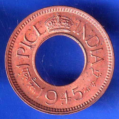 British India 1945 Bombay Mint George VI King 1 Pice Copper Coin ANH2785